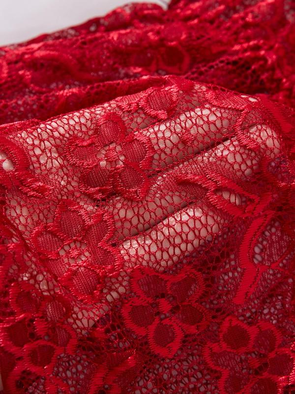 Women's Contrast Lace Bow Decor Sexy Lingerie, Adjustable Strap Scallop Trim Lingerie Jomper, Women's Sexy Lingerie & Underwear for All Seasons