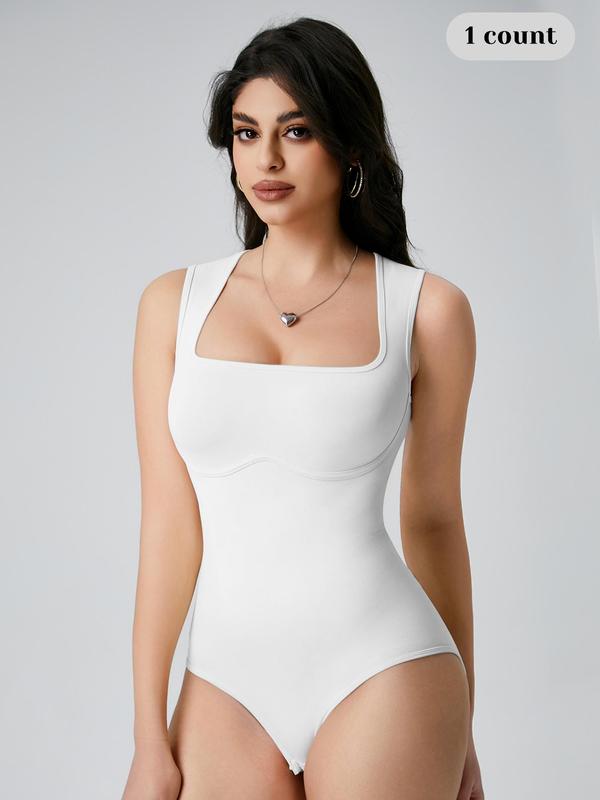 Women's Plain Swan Neck Shapewear Bodysuit, Casual Sleeveless Tank Shaper, Shapewear Tummy Control Fajas Para Mujer, Tummy Control Body Shapewear for Daily Wear, Summer Wear 2024, Bodysuits for Women