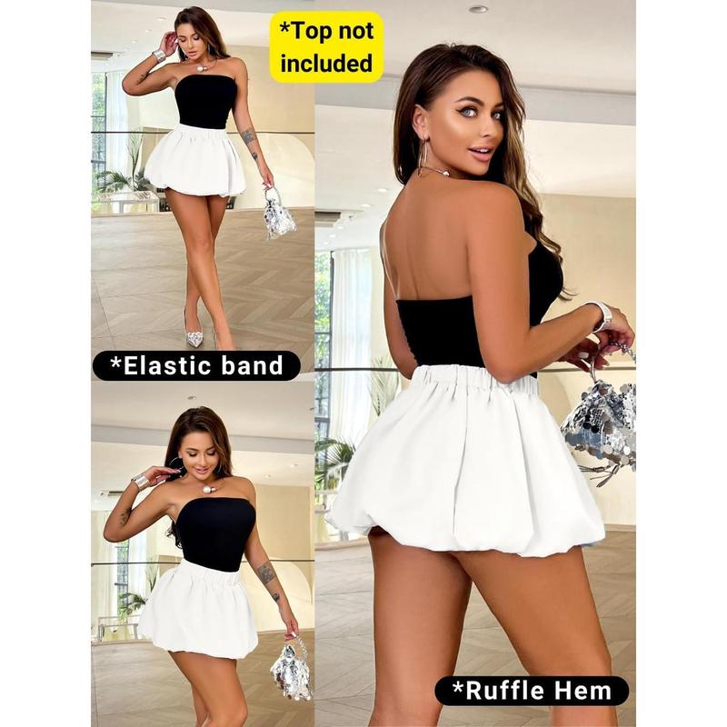 Bubble Mini Skirt for Women, Puff Balloon Short Skirts, Cute Puffy Hem Puffer Going Out, Sexy Club Outfits