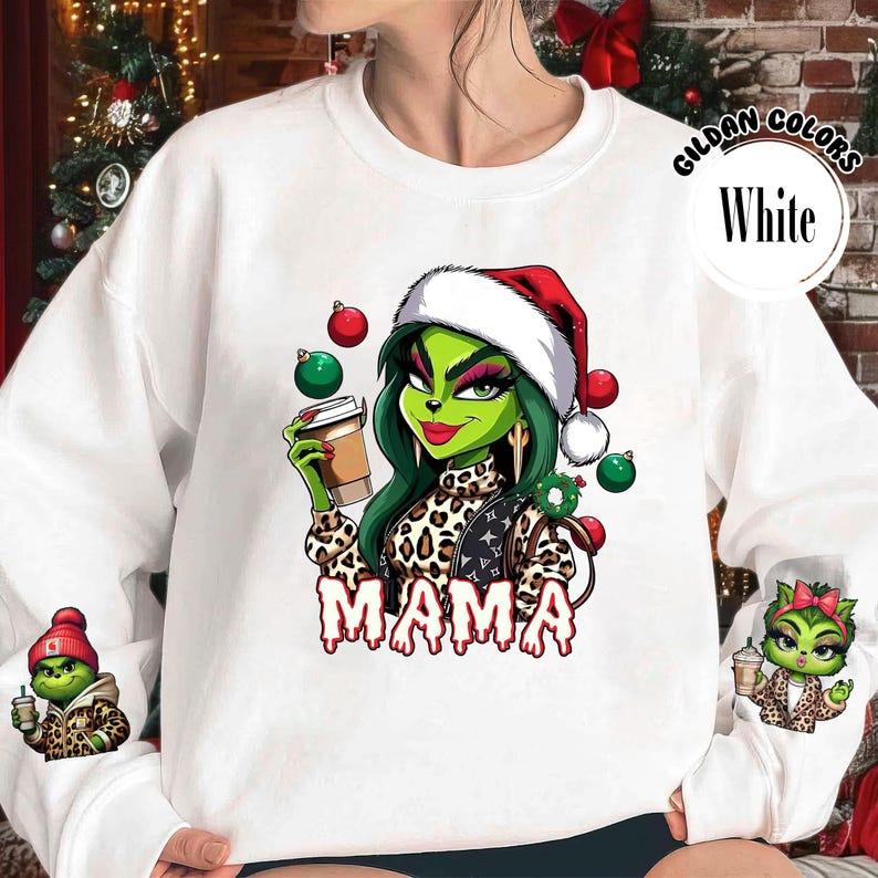 Mothers Day Gift, Mama With Kids Christmas Sweatshirt, Cute GriGri Holiday Shirt,#GriinnMom Gifts, Christmas Family Shirt, Mothers Day Gift 4