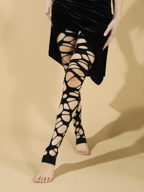 Women's Hollow Out Fishnet Tights, Womenswear, Punk Style High Stretch Tights for Party, Ladies Stockings for Summer