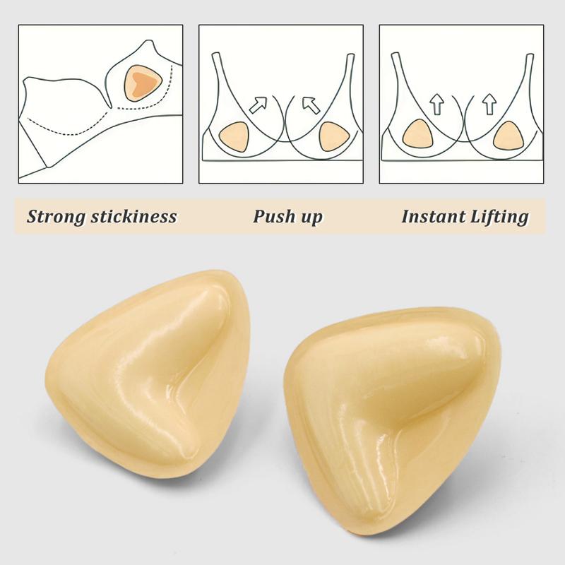 Double-Sided Sticky Bra Inserts Push up Breast Enhancers Pads Reusable Padded Ultra Lift Inserts Adhesive Bra Pads Bikini Womenswear Accessories Strapless Underwear Lady Women Comfort