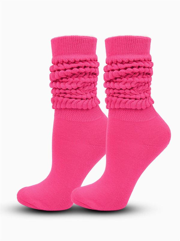 Women's Casual Solid Scrunch Socks, Comfy 1 Pair Stacked Over the Calf Socks for Fall & Winter, Breathable Knit Socks for Women Girls, Fall Wear, Fallfreshness