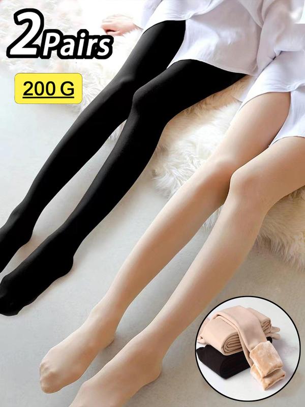 Women's Solid Thermal Lined Tights, Casual Comfy Warm Pantyhose for Fall & Winter, Women's Stockings for Daily Wear