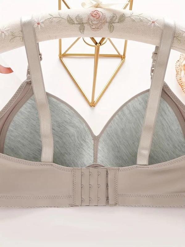 Women's Solid Push Up Bra, Adjustable Strap Comfortable Breathable Bra, Soft Lingerie for All Seasons