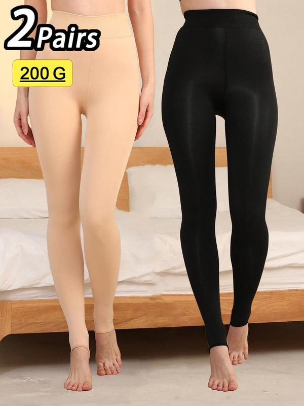 Women's Solid Thermal Lined Tights, Casual Comfy Warm Pantyhose for Fall & Winter, Women's Stockings for Daily Wear