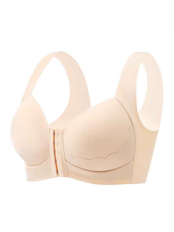 Women's Solid Padded Push Up Bra, Breathable Comfortable Adjustable Hook & Eye Closure Lingerie Top, Women's Lingerie for All Seasons