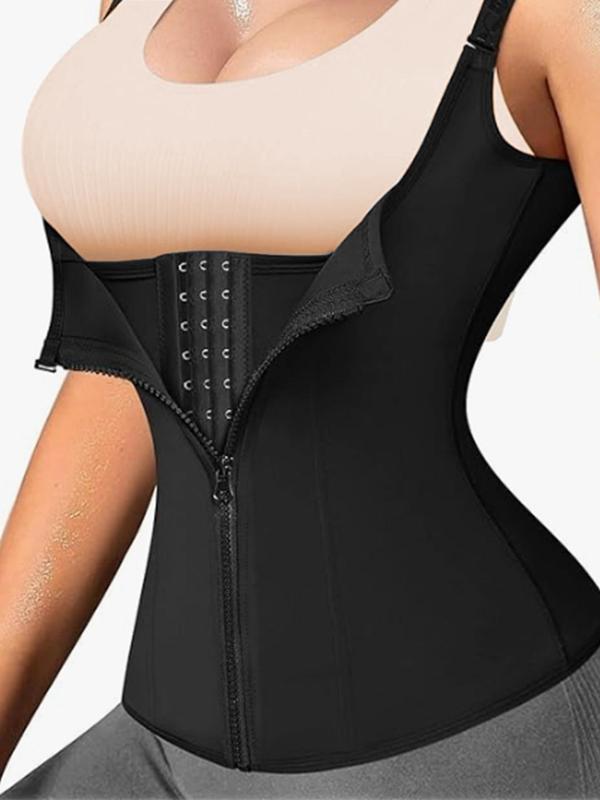 Women's Solid Zipper Front Hook   Shapewear Tank Top, Adjustable Strap Tummy Control Shaper, Tummy Tuck Shaper, Waist Trainer for Women
