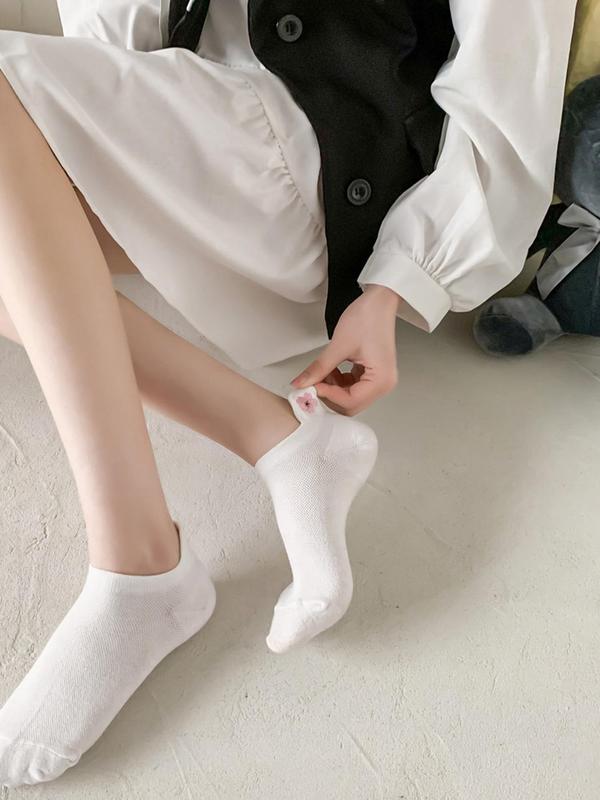 Women's 10 Pairs Floral Embroidery Ankle Socks, Casual Moisture Wicking Low Cut Socks, Soft Comfy Breathable Socks for All Seasons Daily Wear