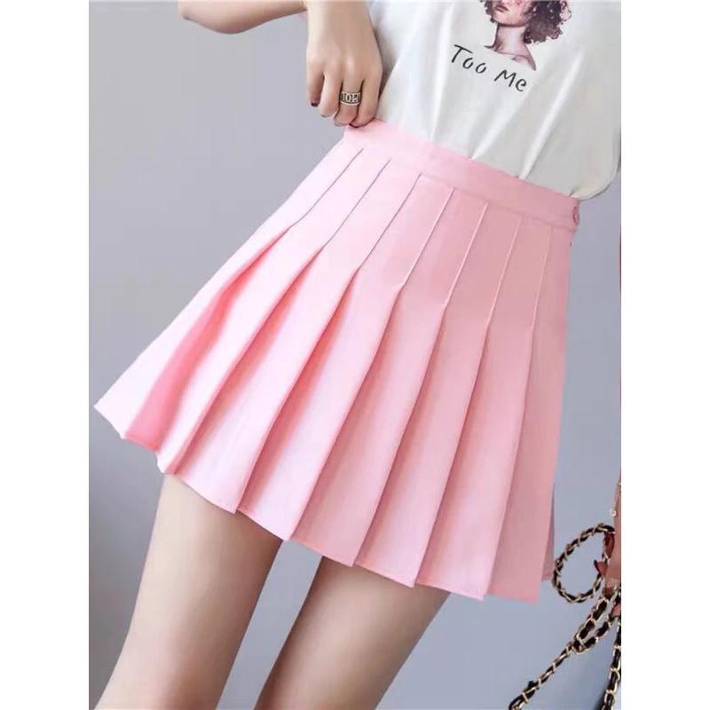 2024 Summer Autumn Korean Fashion Women's Pleated Skirt High-waisted Short Mini Skirt White Black Solid Color  A-shaped Skirts