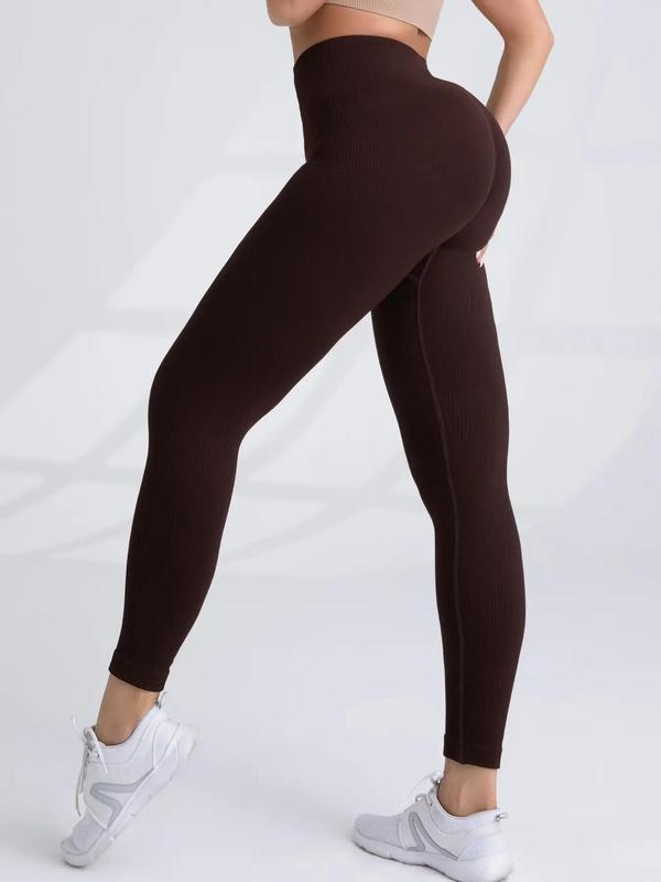 Women's Solid High Waist Seamless Leggings, Leggings for Women, Casual Comfy Breathable Skinny Pants for Daily Wear, Ladies Bottoms for Fall & Winter