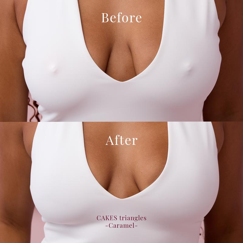 CAKES triangles - The first  GRIPPY, NOT STICKY triangle nipple covers designed for swim & tricky tops