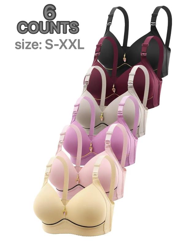 Women's Solid Push Up Bra, Adjustable Strap Comfortable Breathable Bra, Soft Lingerie for All Seasons