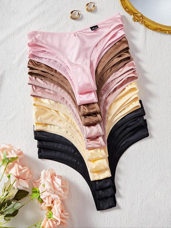 Women's Solid Color Patched Thong, Breathable Comfortable Panty for Daily Wear, Women's Underwear for All Seasons