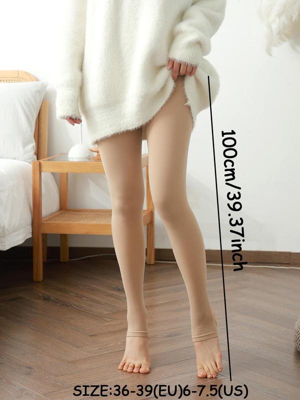 Women's Solid Thermal Lined Tights, Casual Comfy Warm Pantyhose for Fall & Winter, Women's Stockings for Daily Wear