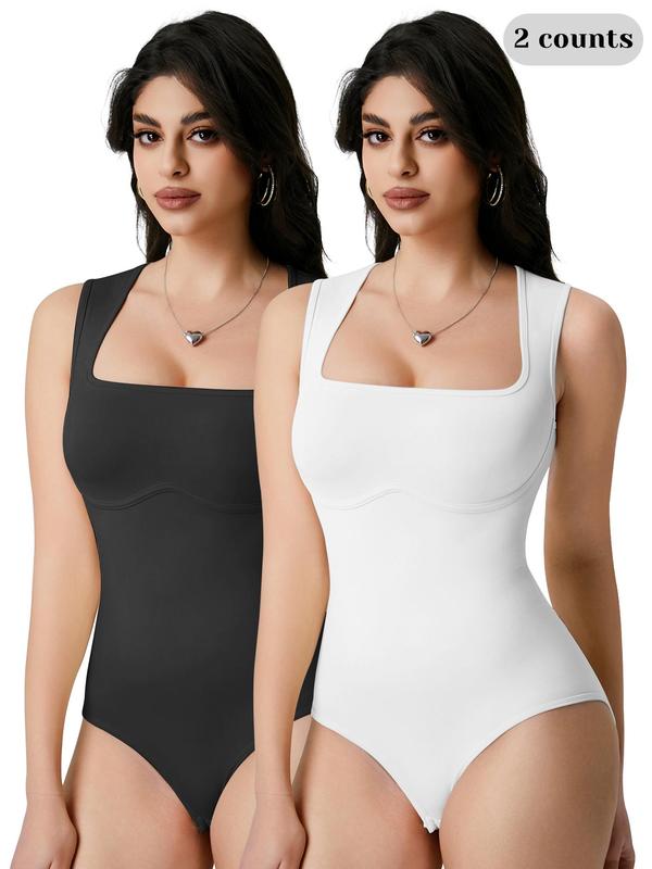 Women's Plain Swan Neck Shapewear Bodysuit, Casual Sleeveless Tank Shaper, Shapewear Tummy Control Fajas Para Mujer, Tummy Control Body Shapewear for Daily Wear, Summer Wear 2024, Bodysuits for Women