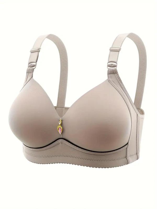 Women's Solid Push Up Bra, Adjustable Strap Comfortable Breathable Bra, Soft Lingerie for All Seasons