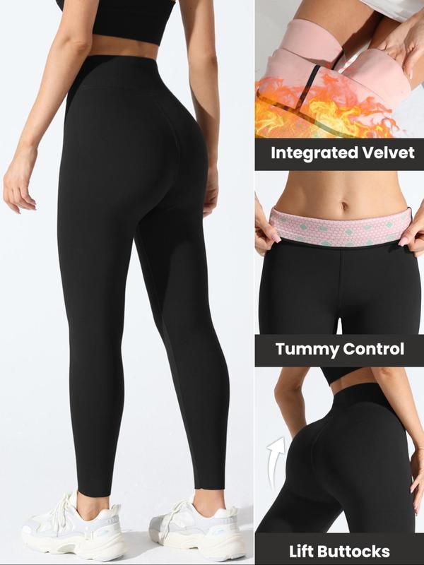 Women's Solid High Waist Thermal Lined Leggings, Casual Comfy Warm Skinny Pants for Fall & Winter, Women's Bottoms for Daily Wear