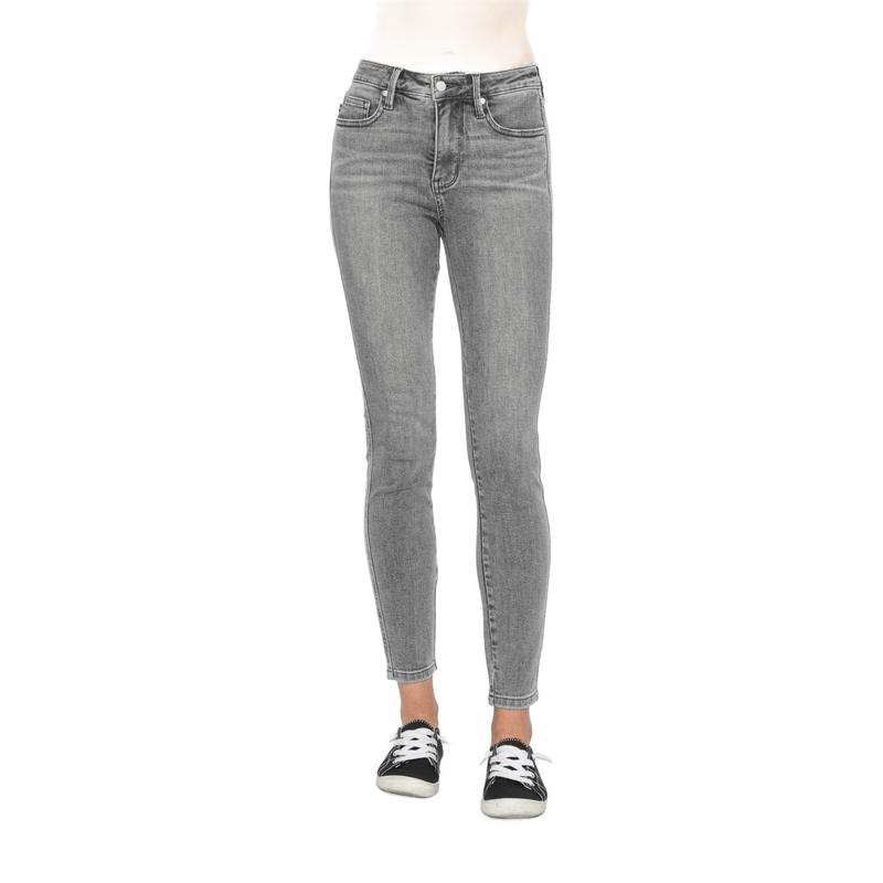 JUDY BLUE MID RISE TUMMY CONTROL SHIELD POCKETS GREY SKINNY JEANS