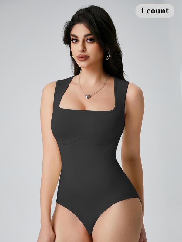 Women's Plain Swan Neck Shapewear Bodysuit, Casual Sleeveless Tank Shaper, Shapewear Tummy Control Fajas Para Mujer, Tummy Control Body Shapewear for Daily Wear, Summer Wear 2024, Bodysuits for Women