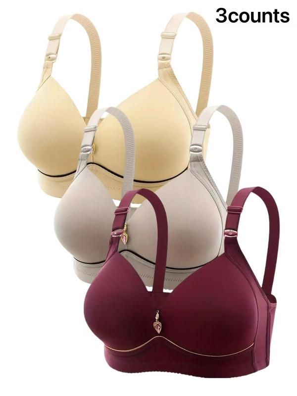 Women's Solid Push Up Bra, Adjustable Strap Comfortable Breathable Bra, Soft Lingerie for All Seasons
