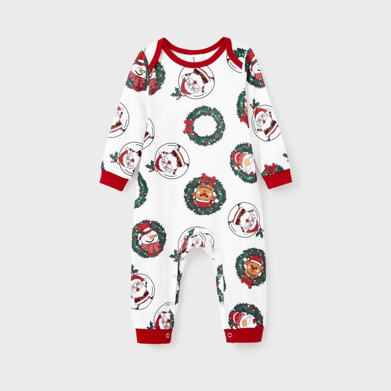 PatPat Christmas Pajamas Family Matching Santa & Reindeer Wreath Pajamas Sets