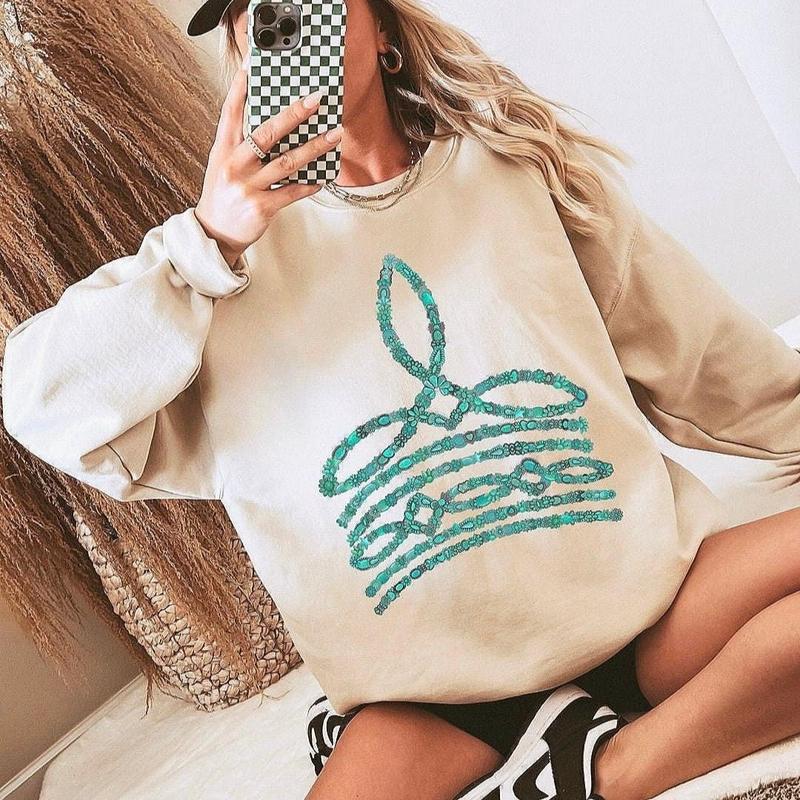 Western Boot Stitch Sweatshirt - Nashville Style Texas Rodeo Wear Concert Perfect Gift for Girls Trip Womenswear Hoodie Sweaters Tops cowgirl tee