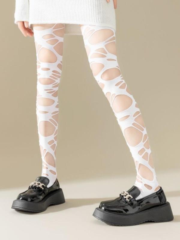 Women's Hollow Out Fishnet Tights, Womenswear, Punk Style High Stretch Tights for Party, Ladies Stockings for Summer