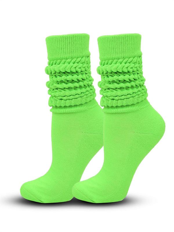 Women's Casual Solid Scrunch Socks, Comfy 1 Pair Stacked Over the Calf Socks for Fall & Winter, Breathable Knit Socks for Women Girls, Fall Wear, Fallfreshness