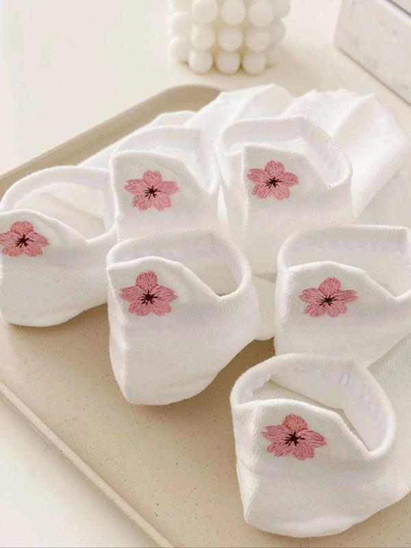 Women's 10 Pairs Floral Embroidery Ankle Socks, Casual Moisture Wicking Low Cut Socks, Soft Comfy Breathable Socks for All Seasons Daily Wear