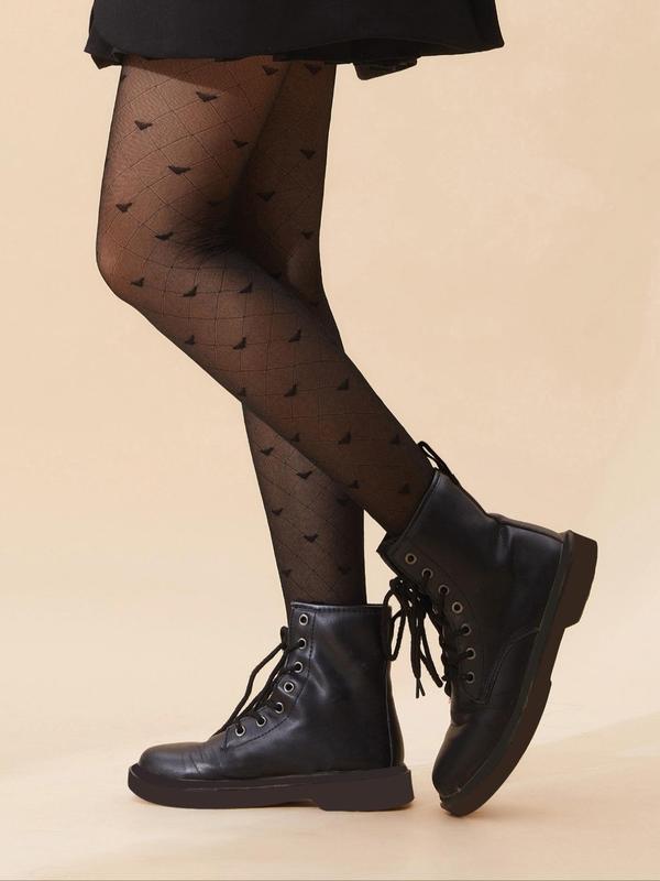 Women's Polka Dot & Heart Print Sheer Stockings, Fashion Casual Comfy Breathable Pantyhose for Daily Wear, Ladies Stockings for All Seasons
