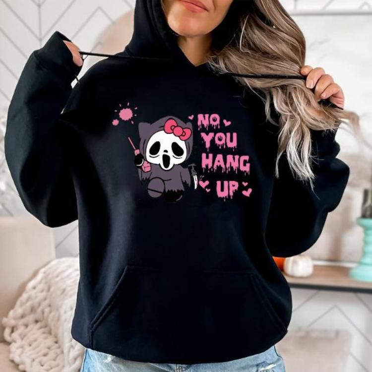 No You Hang Up Kitten Horror Shirt, Ghost Face Sweatshirt, Cute Kittie Halloween Hoodies, Gift For Girlfriends, Unisex Graphic Shirt Gift For Women, For Men