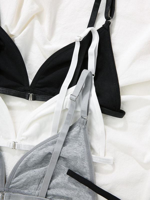 Women's Solid Adjustable Strap Push Up Bra & Thong Underwear Set, Casual Comfy Breathable Lingerie Set for Daily Wear, Underwear Set for Women