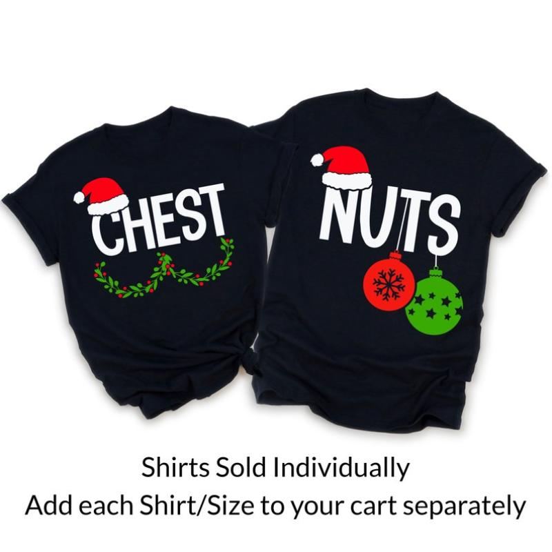 Chest Nuts Christmas Sweatshirts Couples Christmas Shirts Family Holiday Hoodie Boyfriend Christmas Gift for Couple Ugly Christmas Sweater
