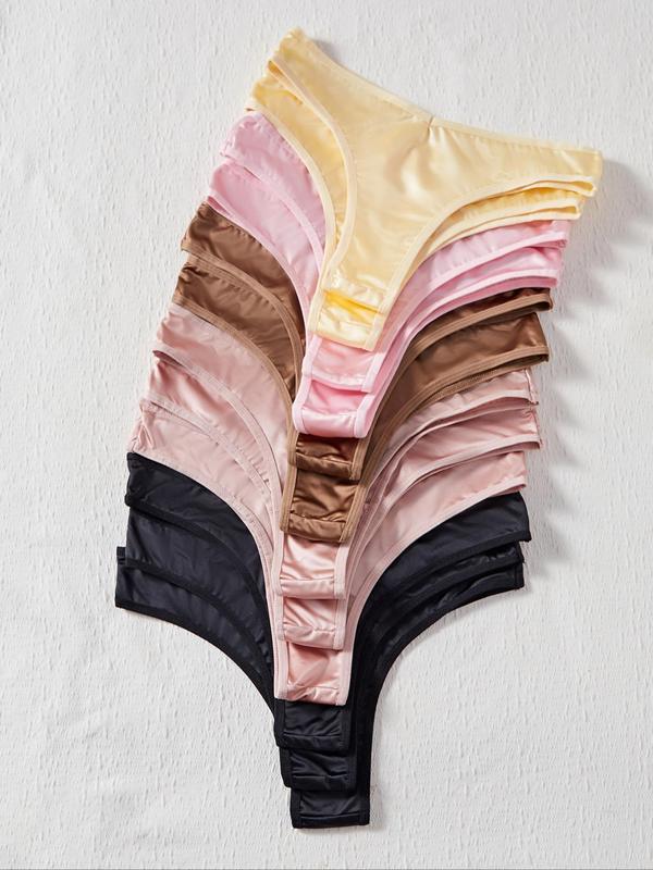 Women's Solid Color Patched Thong, Breathable Comfortable Panty for Daily Wear, Women's Underwear for All Seasons