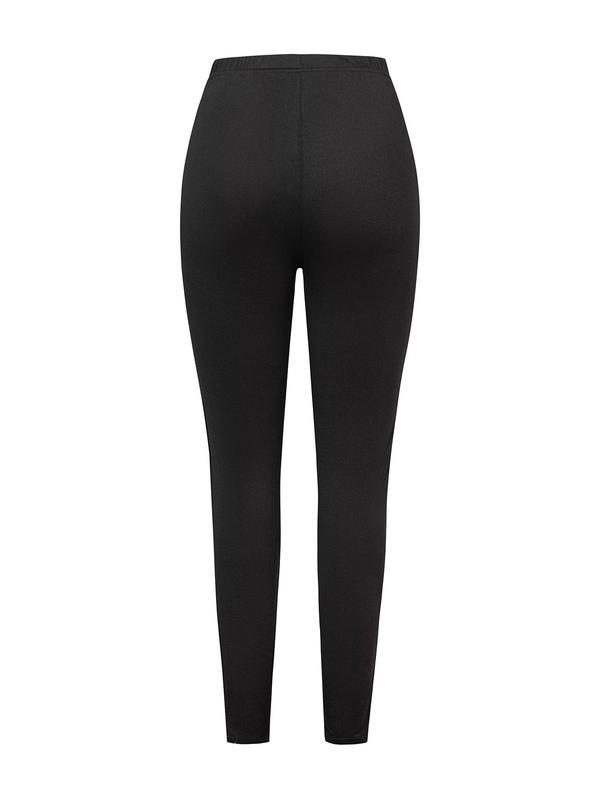 Plus Size Solid Ripped High Waist Leggings, Casual Fashion Comfy Skinny Pants for Daily Wear, Women's Bottoms for Summer