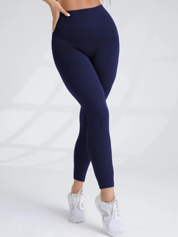 Women's Solid High Waist Seamless Leggings, Leggings for Women, Casual Comfy Breathable Skinny Pants for Daily Wear, Ladies Bottoms for Fall & Winter