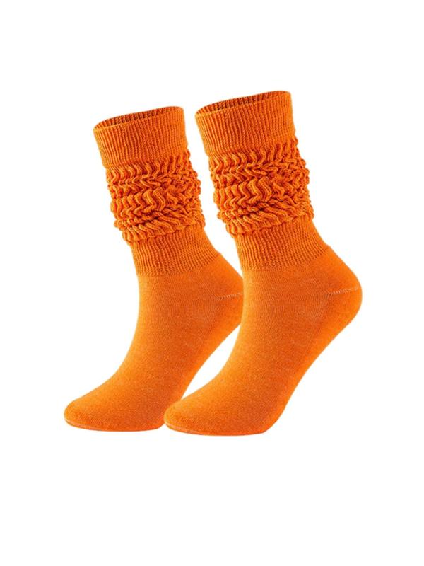 Women's Casual Solid Scrunch Socks, Comfy 1 Pair Stacked Over the Calf Socks for Fall & Winter, Breathable Knit Socks for Women Girls, Fall Wear, Fallfreshness