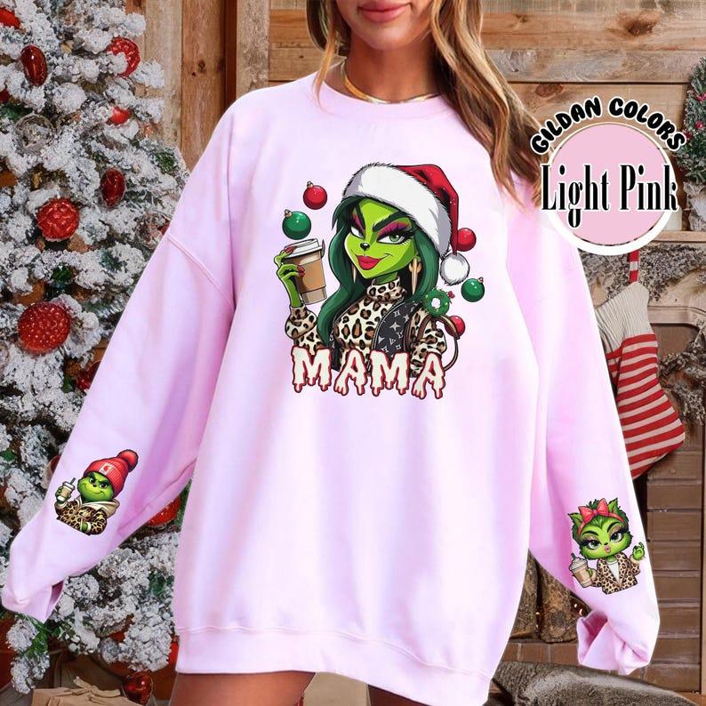 Mothers Day Gift, Mama With Kids Christmas Sweatshirt, Cute GriGri Holiday Shirt,#GriinnMom Gifts, Christmas Family Shirt, Mothers Day Gift 4