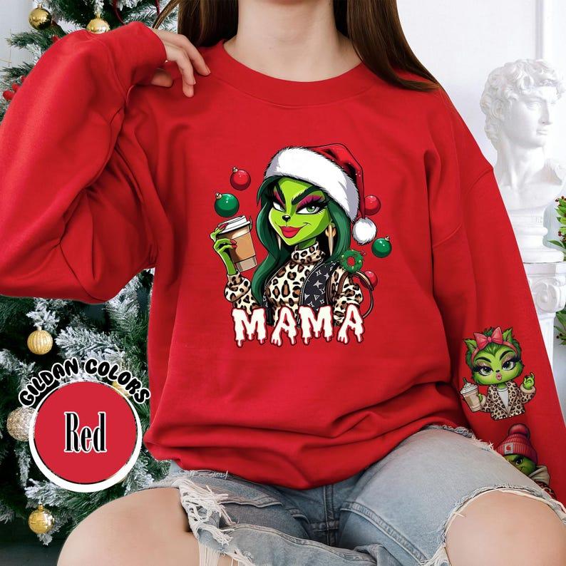 Mothers Day Gift, Mama With Kids Christmas Sweatshirt, Cute GriGri Holiday Shirt,#GriinnMom Gifts, Christmas Family Shirt, Mothers Day Gift 4
