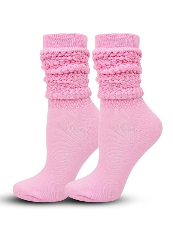 Women's Casual Solid Scrunch Socks, Comfy 1 Pair Stacked Over the Calf Socks for Fall & Winter, Breathable Knit Socks for Women Girls, Fall Wear, Fallfreshness