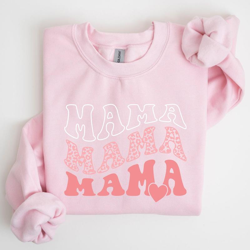 Mama, Leopard, Heart, Mom, Mother's Day Gift Sweatshirt Casual Comfort Womenswear Comfortable Graphic