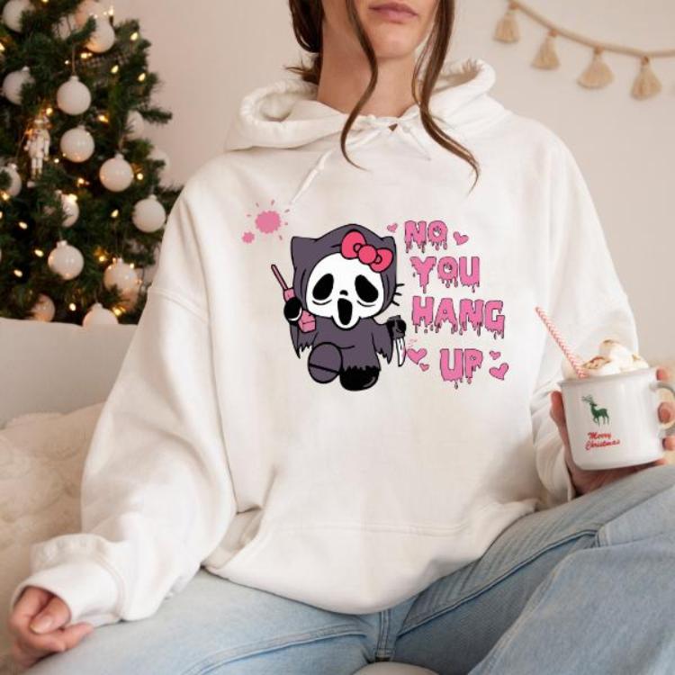 No You Hang Up Kitten Horror Shirt, Ghost Face Sweatshirt, Cute Kittie Halloween Hoodies, Gift For Girlfriends, Unisex Graphic Shirt Gift For Women, For Men