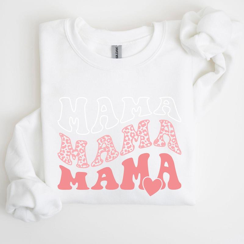Mama, Leopard, Heart, Mom, Mother's Day Gift Sweatshirt Casual Comfort Womenswear Comfortable Graphic