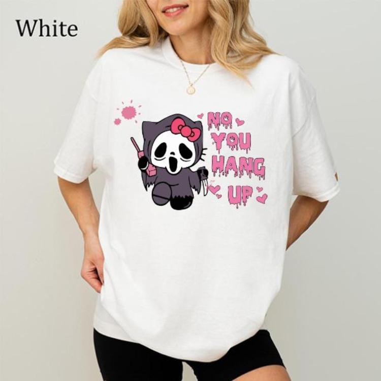 No You Hang Up Kitten Horror Shirt, Ghost Face Sweatshirt, Cute Kittie Halloween Hoodies, Gift For Girlfriends, Unisex Graphic Shirt Gift For Women, For Men