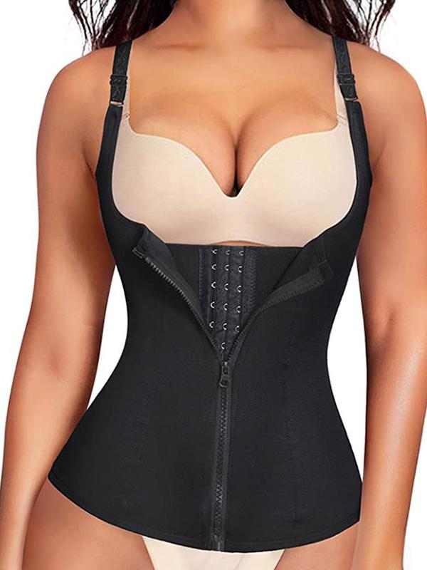 Women's Solid Zipper Front Hook   Shapewear Tank Top, Adjustable Strap Tummy Control Shaper, Tummy Tuck Shaper, Waist Trainer for Women