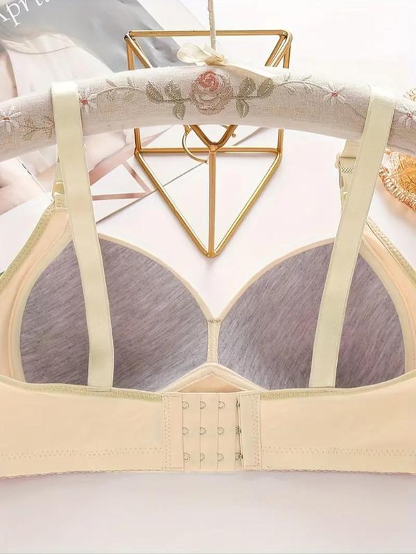 Women's Solid Push Up Bra, Adjustable Strap Comfortable Breathable Bra, Soft Lingerie for All Seasons