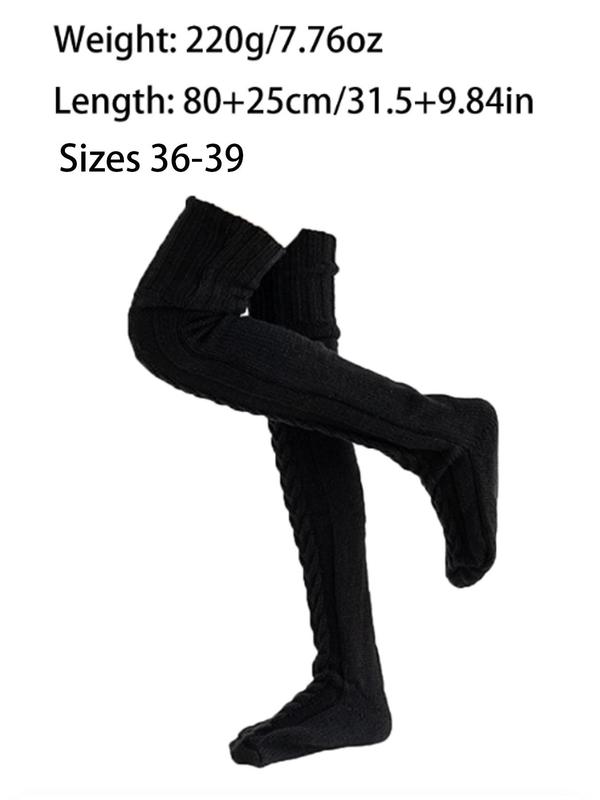 Women's Solid Textured Over The Knee Socks, Casual Warm Comfy Over The Knee Socks for Fall & Winter, Women's Socks for Daily Wear Long Socks