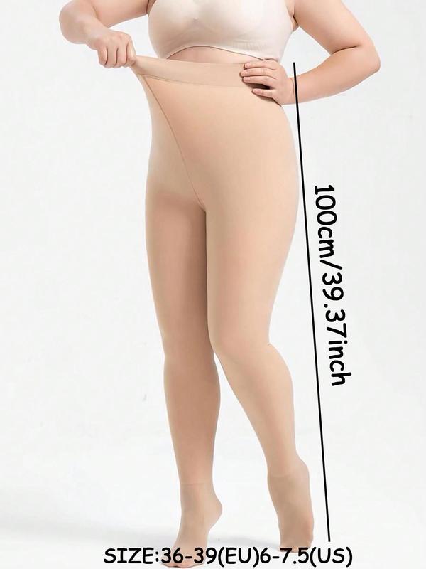 Women's Solid Thermal Lined Tights, Casual Comfy Warm Pantyhose for Fall & Winter, Women's Stockings for Daily Wear