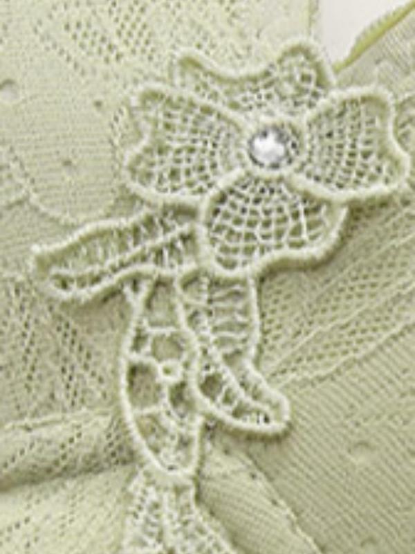 Women's Floral Decor Contrast Lace Scallop Trim Push Up Bralette, Soft Comfortable Breathable Wireless Push Up Lingerie Top, Lingerie for All Seasons